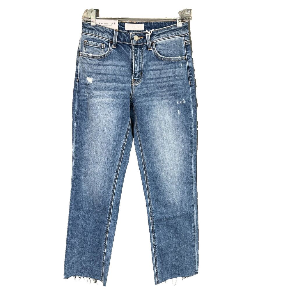 Vervet Melissa mid rise jeans raw hem size 25 straight leg Mixology